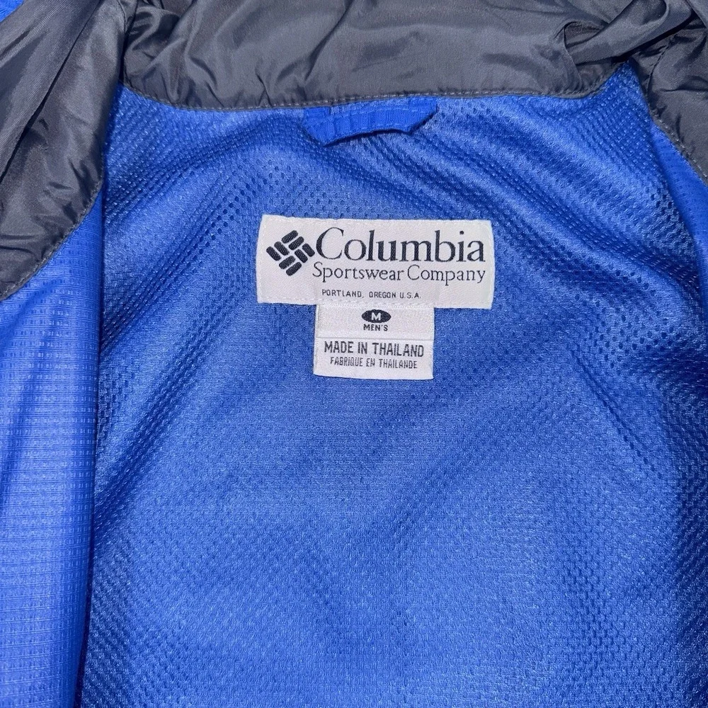 Columbia Jacket Mens M Blue Hooded Waterproof Full Zip Nylon Shell Watertight